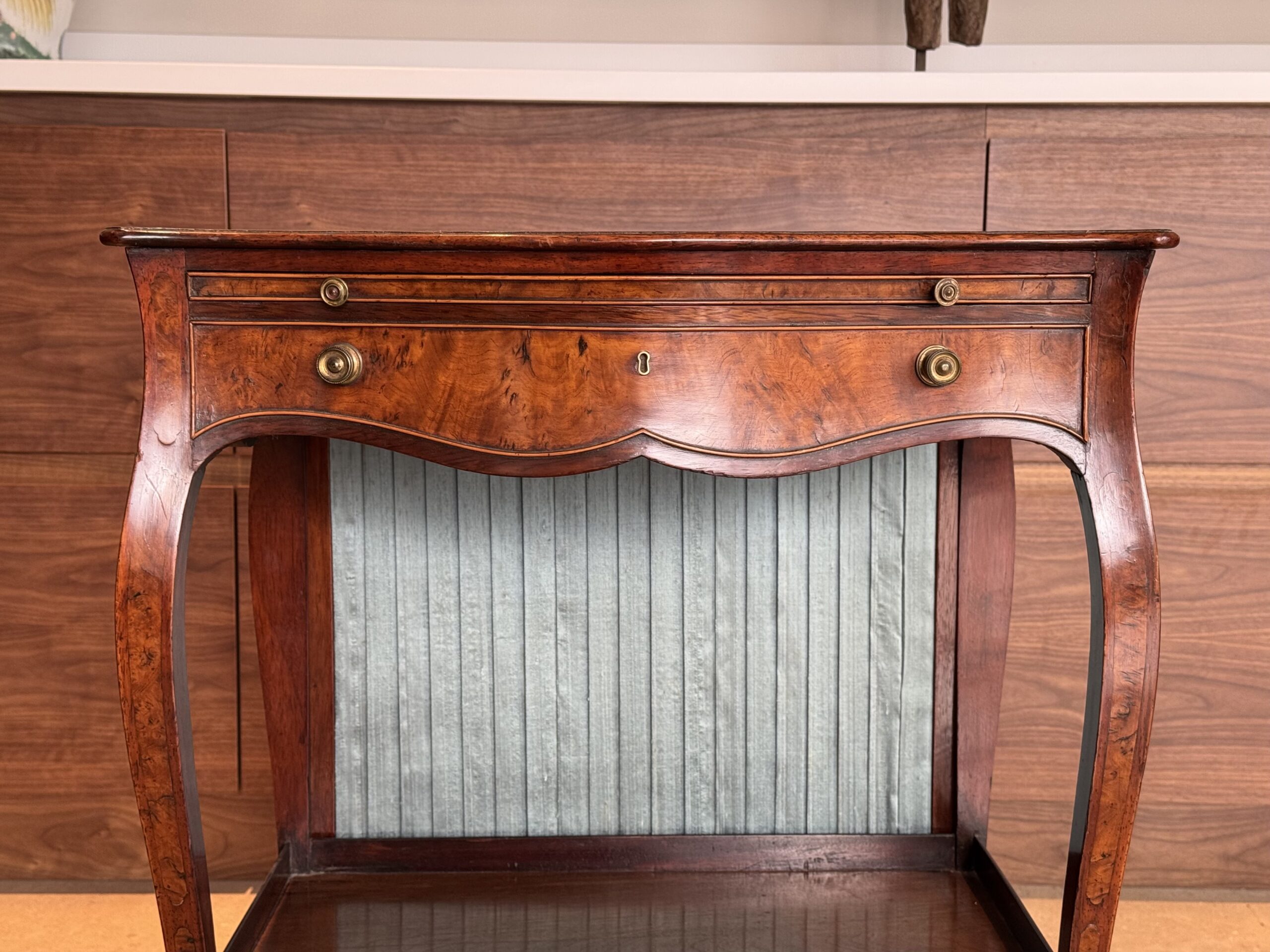 FullSizeRender George III Serpentine Inlaid Writing Dressing Table Front