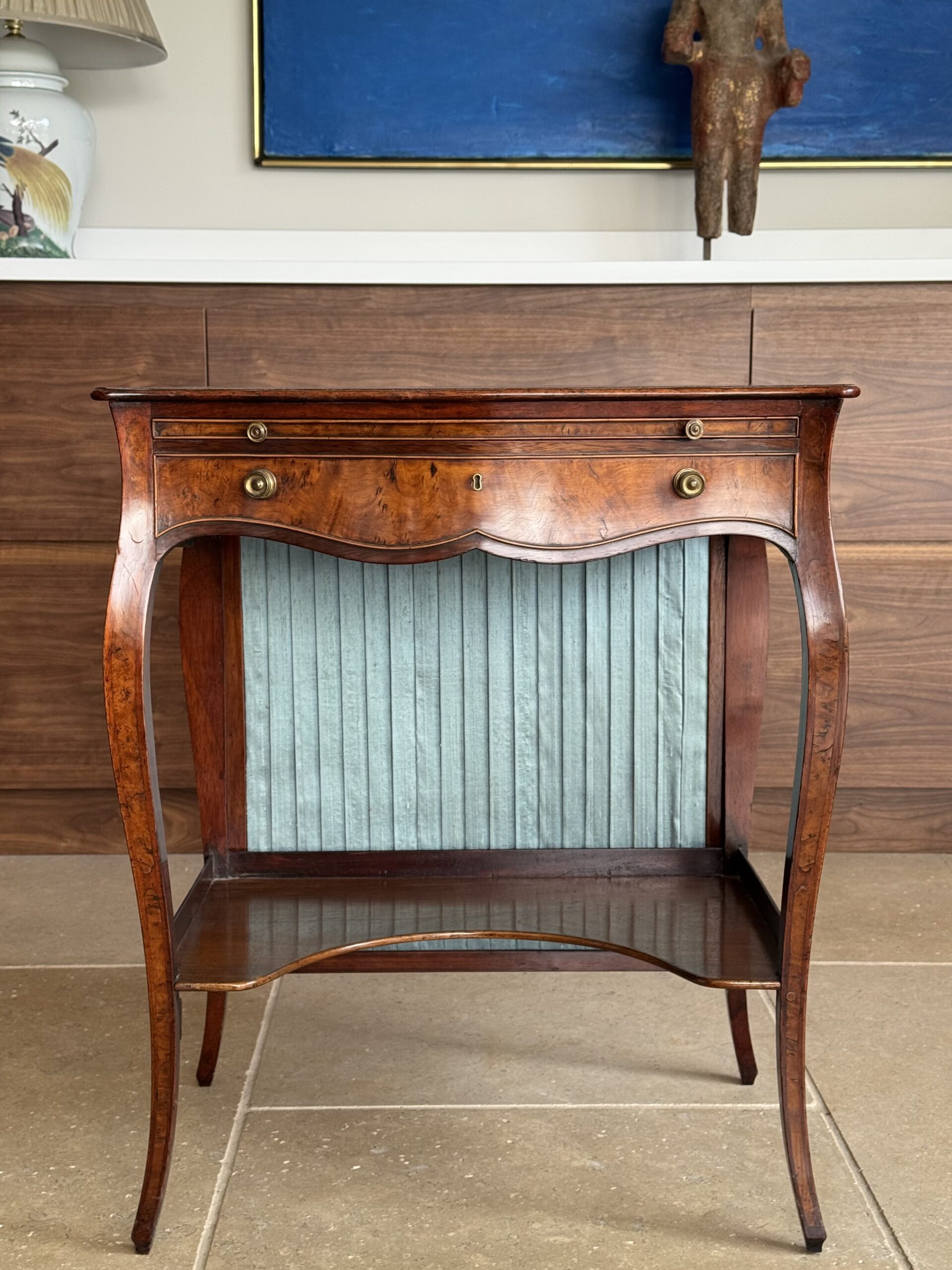 FullSizeRender George III Serpentine Inlaid Writing Dressing Table Front