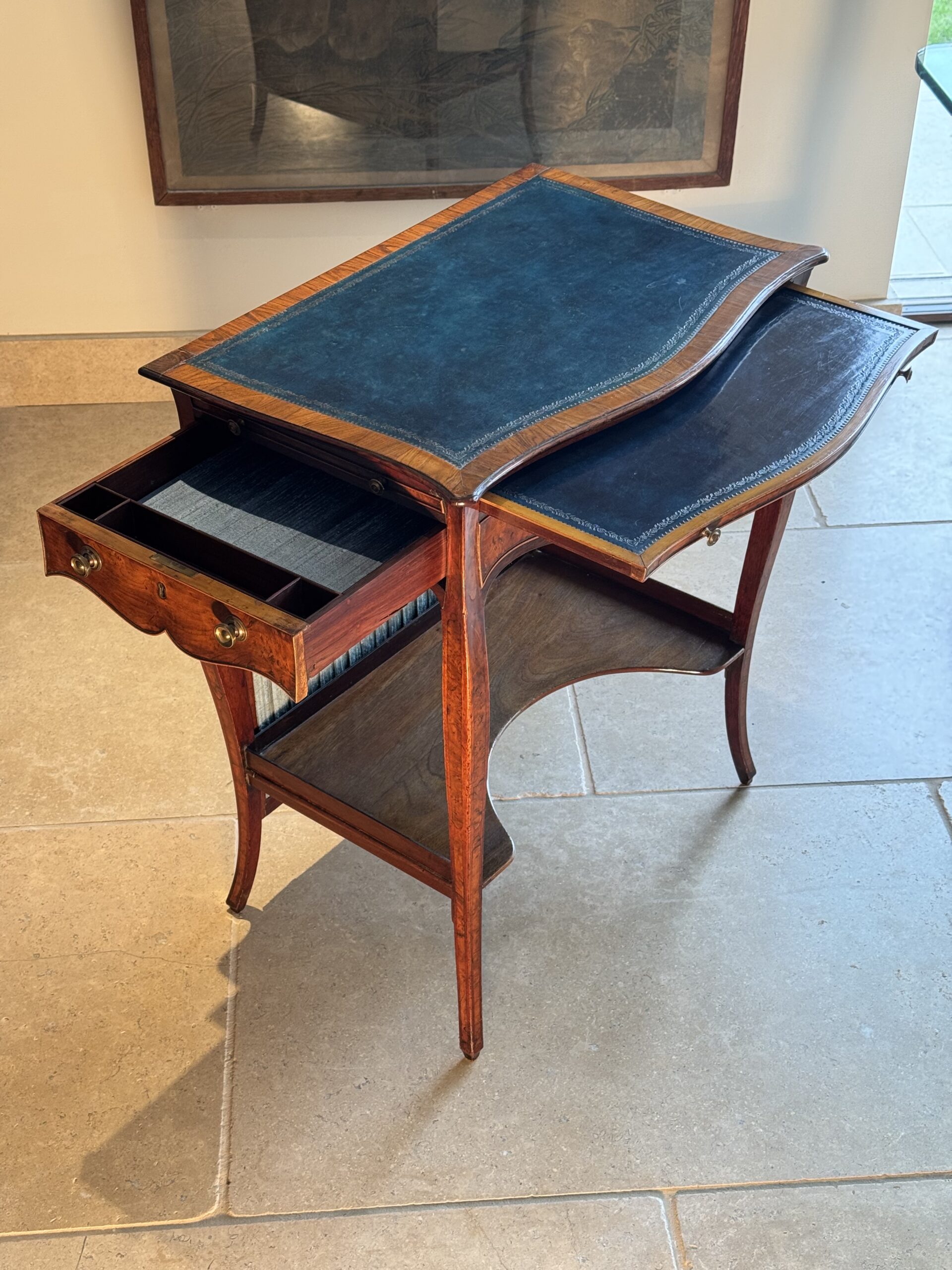 IMG_2884 George III Serpentine Inlaid Writing Dressing Table Drawers