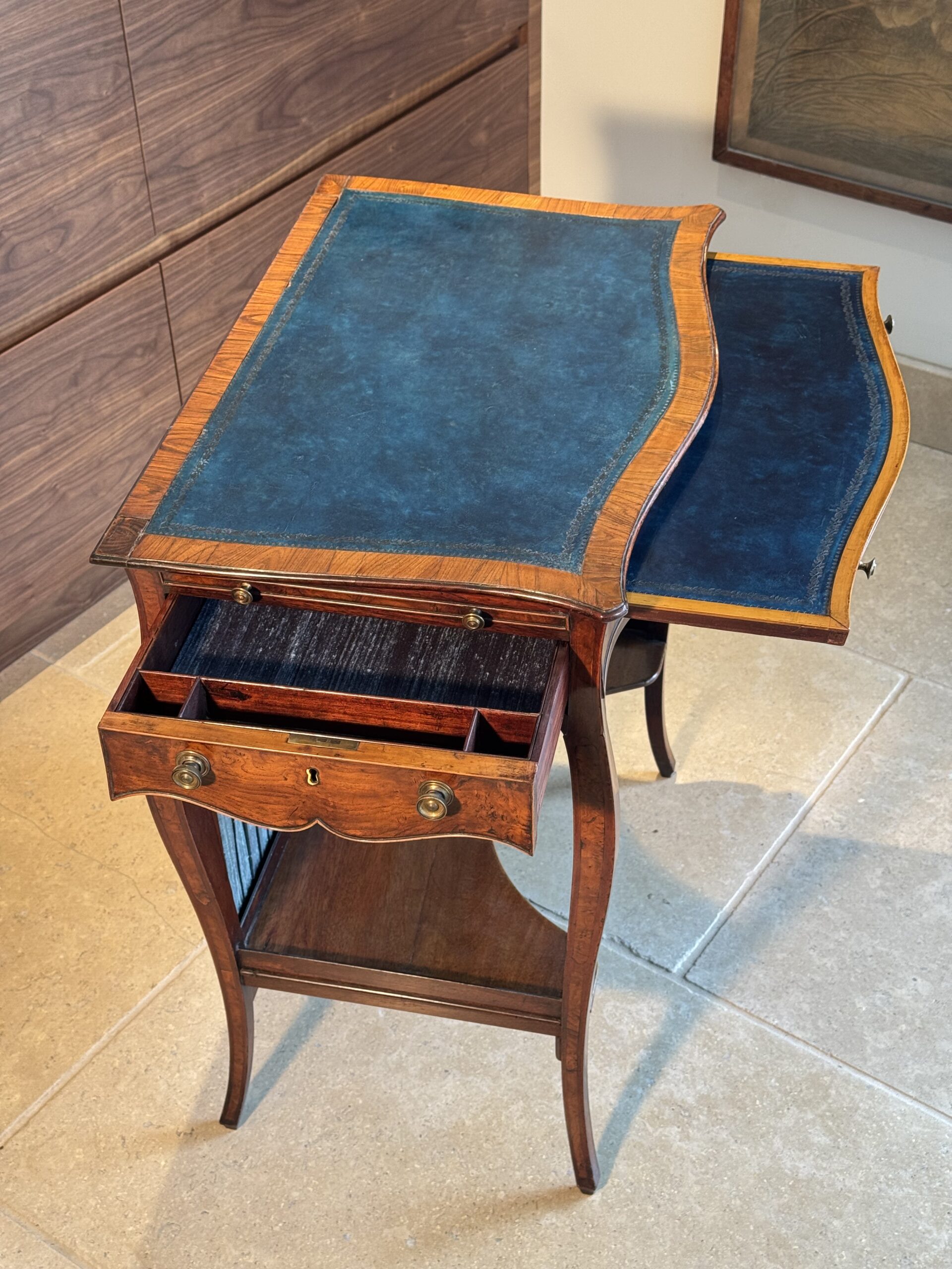 IMG_2885 George III Serpentine Inlaid Writing Dressing Table Drawers
