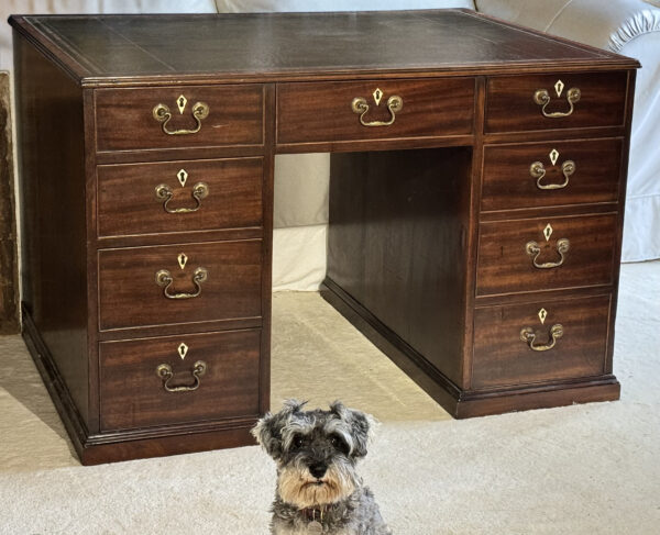 George III Mahogany Partner’s Desk With Dog