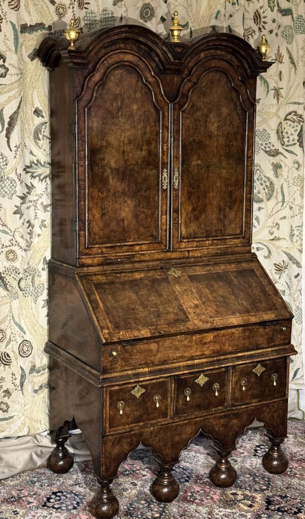 William & Mary Walnut Double Dome Bureau Bookcase/ Cabinet Side