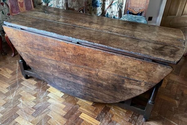 Rare Large English 17th Century Walnut Gateleg Table -Side