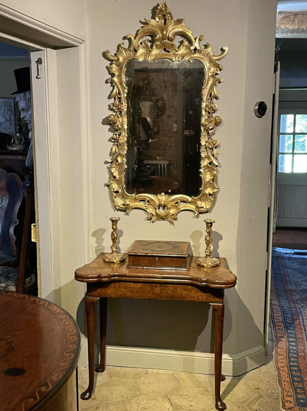 George III Chippendale carved giltwood mirror