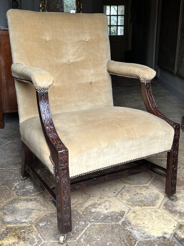 Chippendale period mahogany Gainsborough armchair