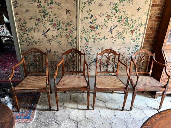 Set of Four 18th Century Satinwood Painted Armchairs, Seddon, Sons & Shackleton