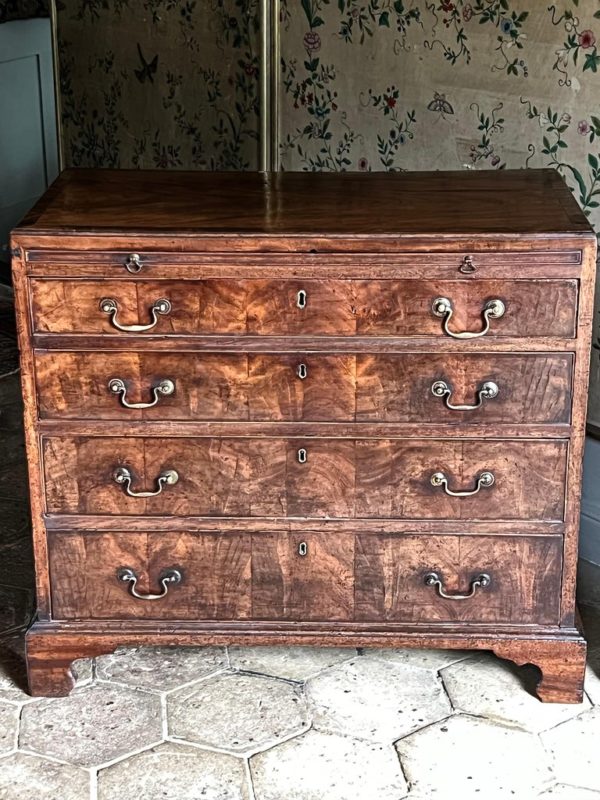 Rare George lll Walnut and Mahogany Caddy-Top Bachelor’s Chest