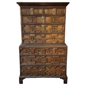 Early 18th century geometric-front chest on chest