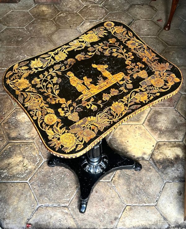 An English Regency period penwork occasional table - Side