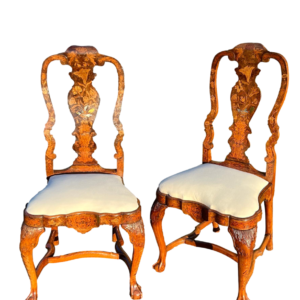 8 fine 18th century walnut floral marquetry chairs