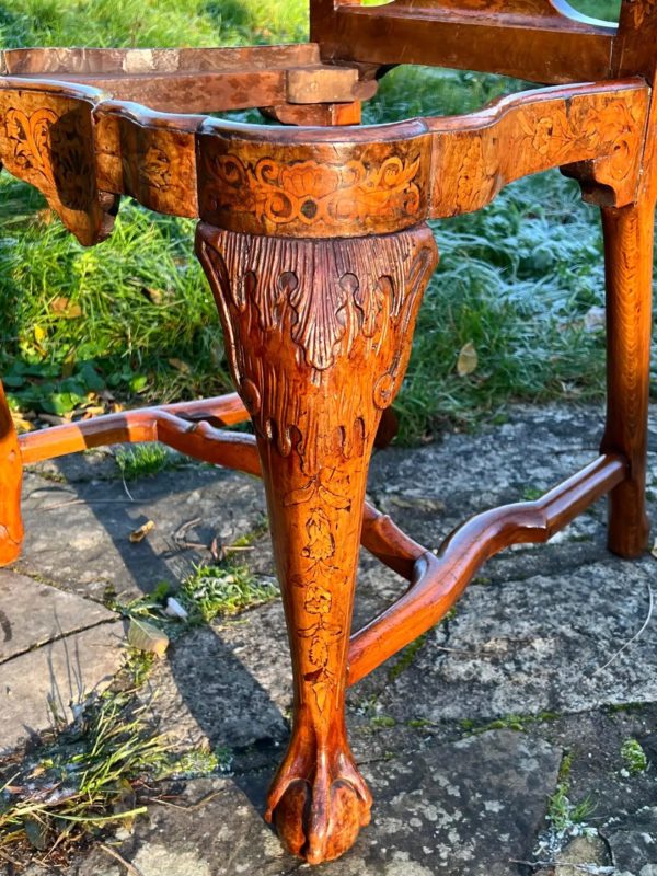 8 fine 18th century walnut floral marquetry chairs - Leg