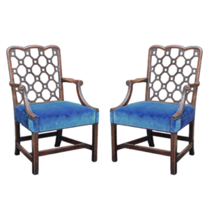 Fine pair 18th-century carved library armchairs Robert Manwaring