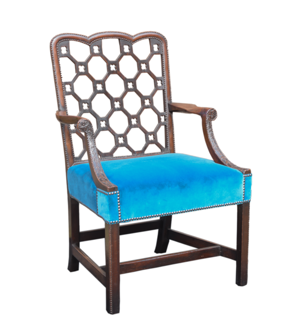 Fine pair 18th-century carved mahogany library armchairs manner of Robert Manwaring - armchairs