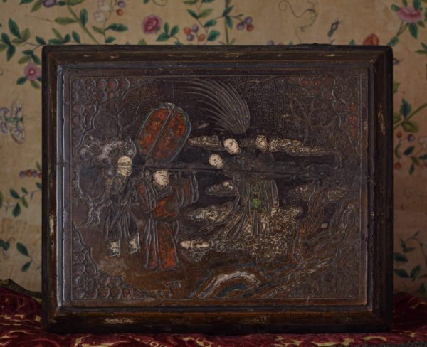 A rare Chinese Kangxi polychrome Coromandel lacquer casket - Top