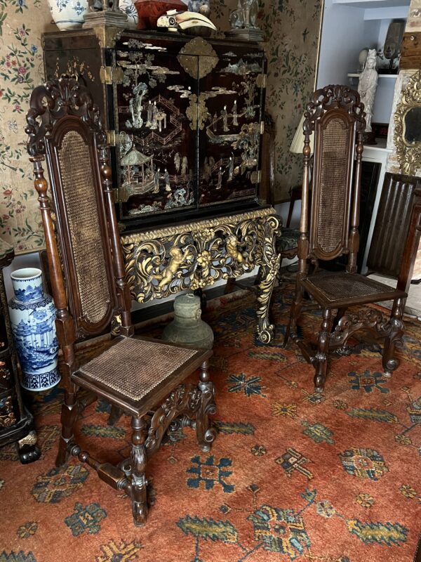 A pair of Charles II period walnut chairs - Side