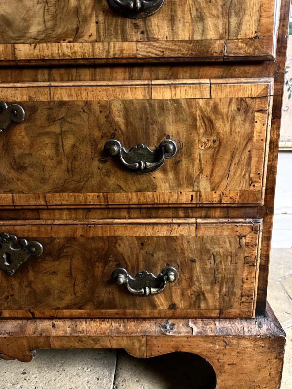 A rare small early-18th century walnut bureau bookcase/ cabinet - drawers