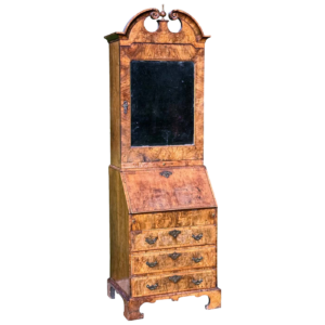 A rare small early-18th century walnut bureau bookcase/ cabinet