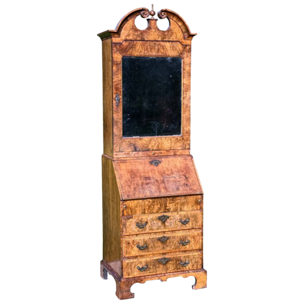 A rare small early-18th century walnut bureau bookcase/ cabinet