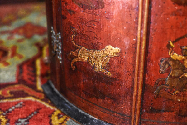 An Early 18th Century Red Japanned Corner Cupboard Or Cabinet Close Up 2