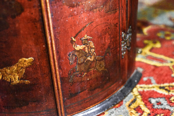 An Early 18th Century Red Japanned Corner Cupboard Or Cabinet Bottom