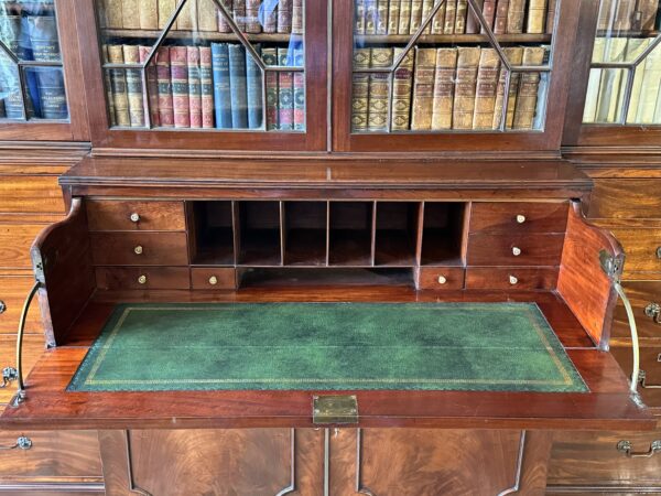 Chippendale Mahogany Secretaire Breakfront Library Bookcase Drawer