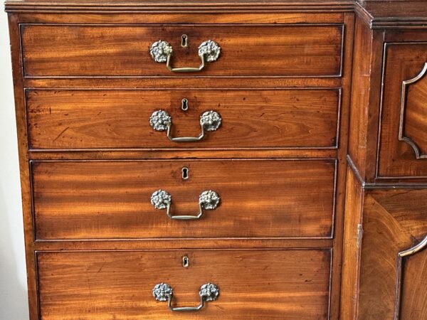 Chippendale Mahogany Secretaire Breakfront Library Bookcase Drawer Handles