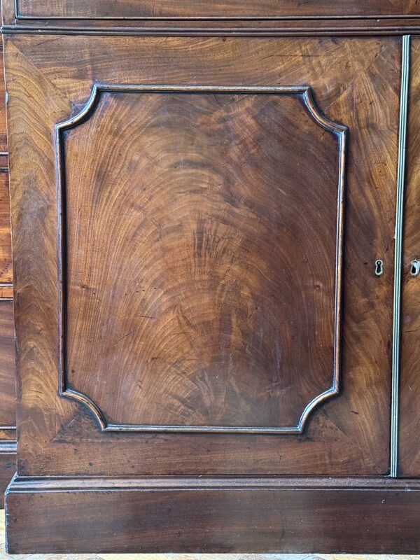 Chippendale Mahogany Secretaire Breakfront Library Bookcase Cupboard Detail